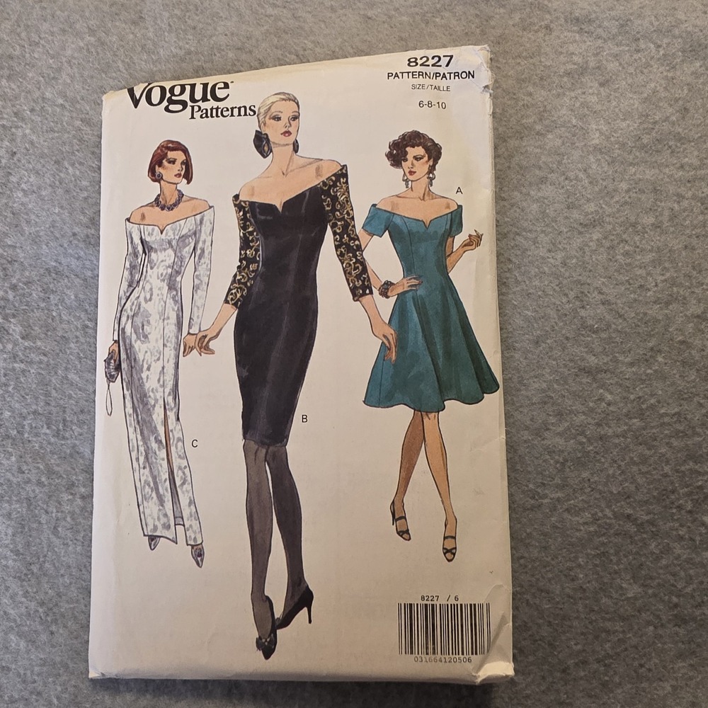 Vogue 8227 Evening Dress Sewing Pattern Vintage Original Women's Dress